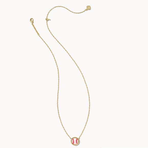 Kendra Scott Baseball Gold Short Pendant Necklace in Ivory Mother-of Pearl.NWOT - Picture 2 of 9